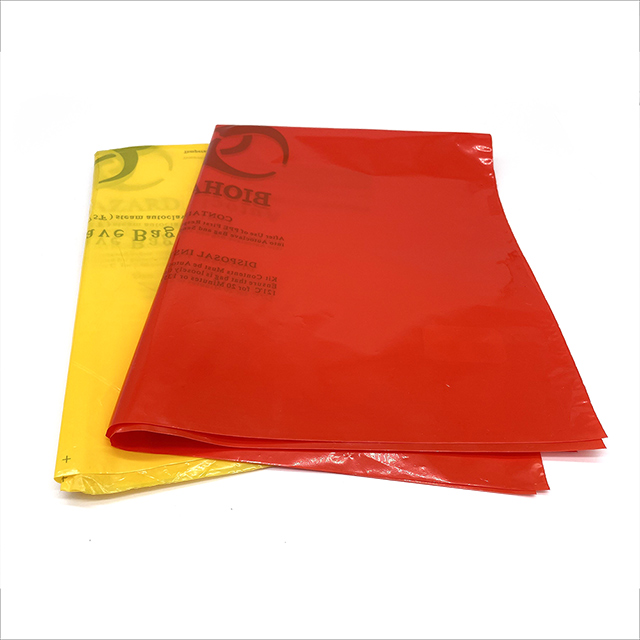 Sacs poubelle rouges jaunes infectieux jetables en plastique pour autoclave, sac d'autoclave à risque biologique 