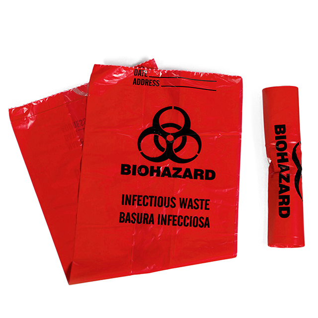 Sacs poubelle rouges jaunes infectieux jetables en plastique pour autoclave, sac d'autoclave à risque biologique 
