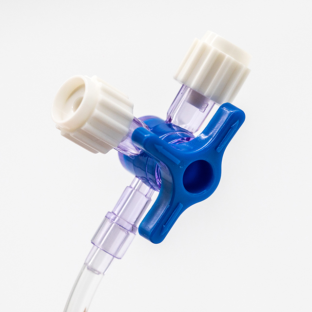 Robinet de perfusion médical jetable à trois voies, 3 voies, avec tube d'extension