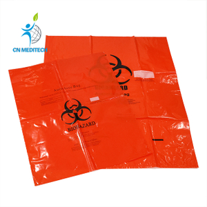 Sacs poubelle rouges jaunes infectieux jetables en plastique pour autoclave, sac d'autoclave à risque biologique 