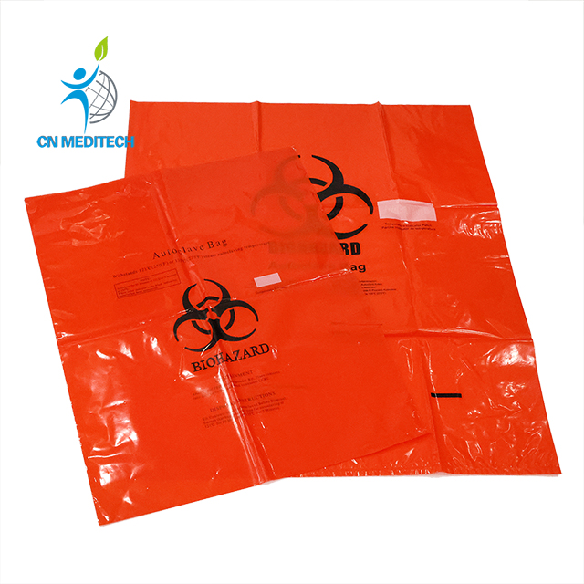 Sacs poubelle rouges jaunes infectieux jetables en plastique pour autoclave, sac d'autoclave à risque biologique 