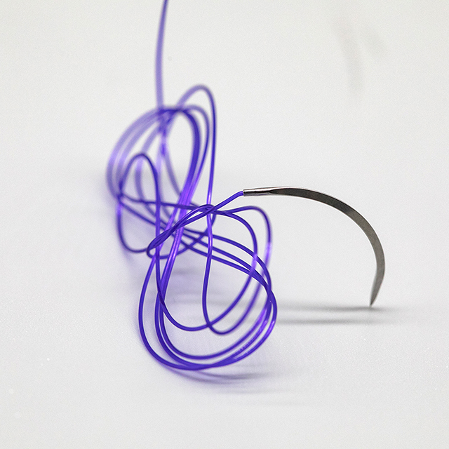 Suture monofilament résorbable en polydioxanone avec aiguille à coupe inversée