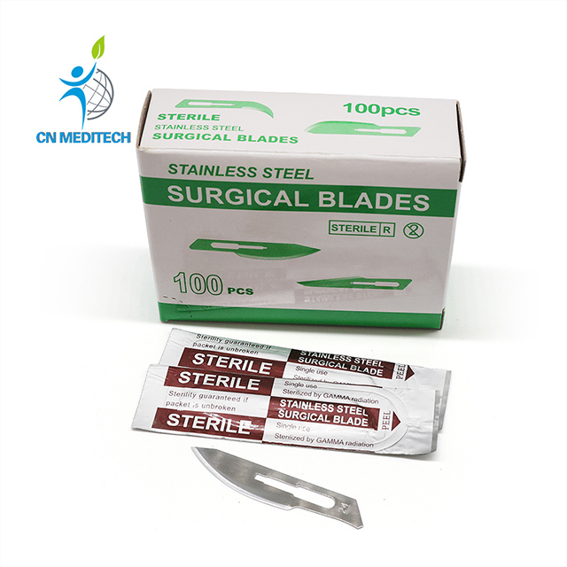 Lame de scalpel chirurgical stérile jetable en acier inoxydable avec rayonnement gamma