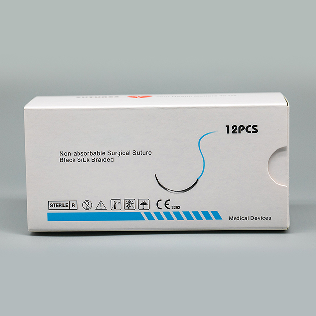 Sutures chirurgicales jetables en soie (tressées) non résorbables avec aiguille