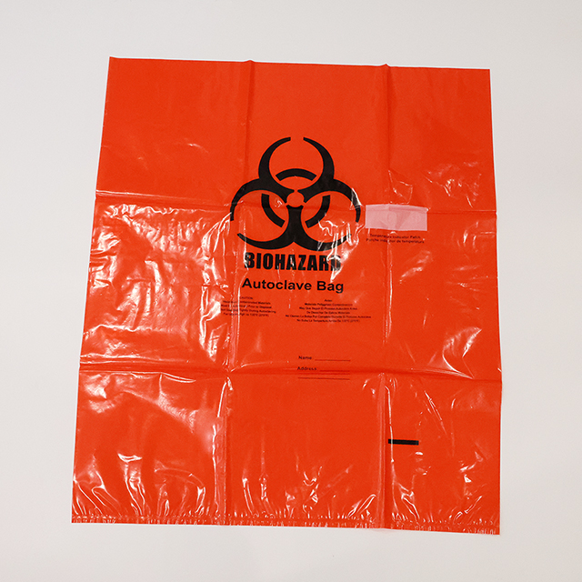Sacs poubelle rouges jaunes infectieux jetables en plastique pour autoclave, sac d'autoclave à risque biologique 