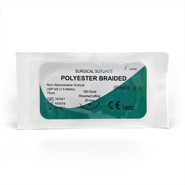 Sutures chirurgicales en polyester non résorbable (tressé) avec aiguille