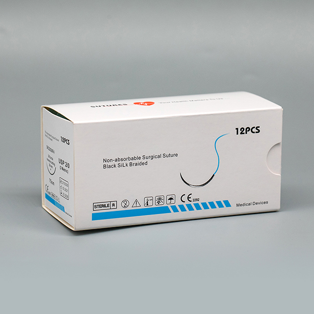 Sutures chirurgicales jetables en soie (tressées) non résorbables avec aiguille