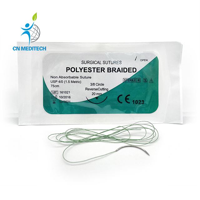 Sutures chirurgicales en polyester non résorbable (tressé) avec aiguille