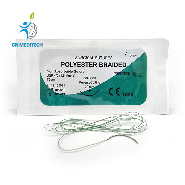 Sutures chirurgicales en polyester non résorbable (tressé) avec aiguille