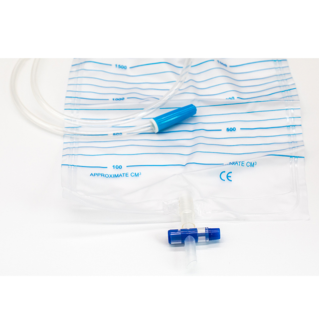 Sac de collecte d'urine à valve croisée en T pour adulte jetable