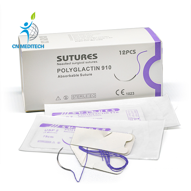 Suture tressée en polyglactine chirurgicale médicale résorbable 910 avec aiguille