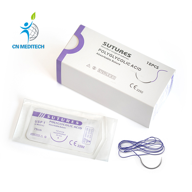 Suture chirurgicale PGA à l'acide polyglycolique résorbable avec aiguille