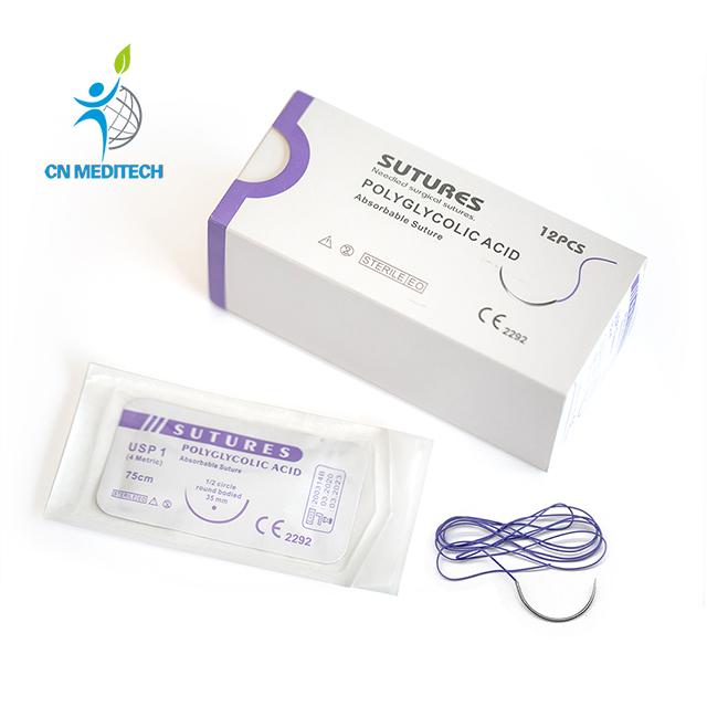 Suture chirurgicale PGA à l'acide polyglycolique résorbable avec aiguille